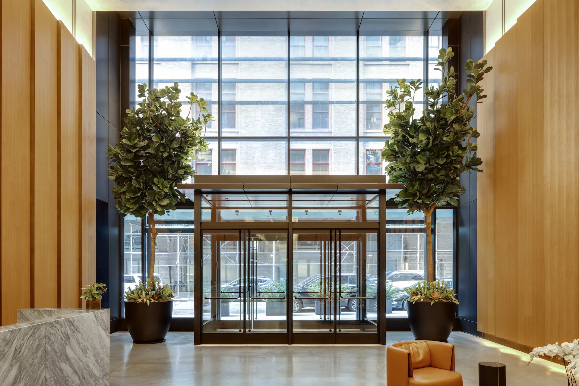 Main lobby interior at 1 Willoughby Square